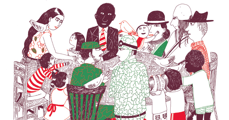 Il·lustració de Powepaola, portada del llibre ‘Lo niños que piensan la paz’ del projecte ‘La paz toma la palabra’ del Banco de la República, Colombia
